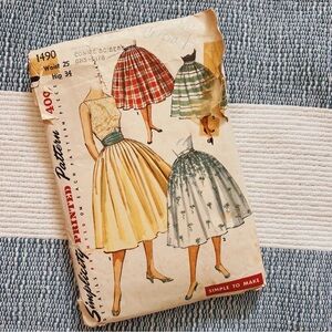 Vintage Simplicity 1950's Swing Skirt size 25 Waist complete #1490